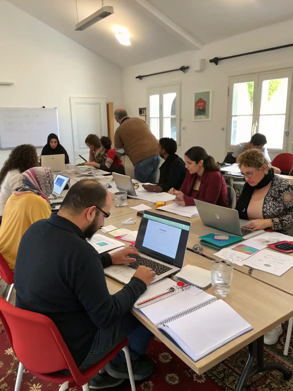 A photograph of attendees actively participating in a hands-on workshop, learning new skills and techniques relevant to their profession.